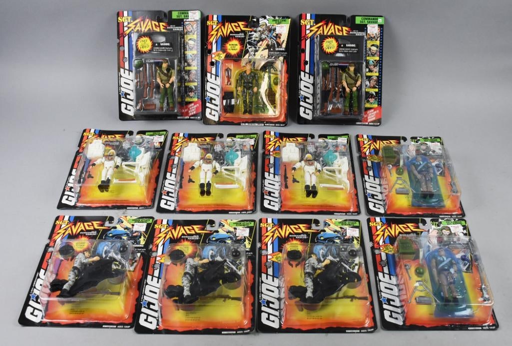 (11) 1994 Kenner GI Joe Sgt. Savage Action Figures-NOS: Lot is 11 1994 Kenner GI Joe Sgt. Savage Action Figures-NOS. Consists of Jungle Camo, two of each Commando and Cryo Freeze and three of each Arctic Stormtrooper and Urban Attack Dynamite. Single owner