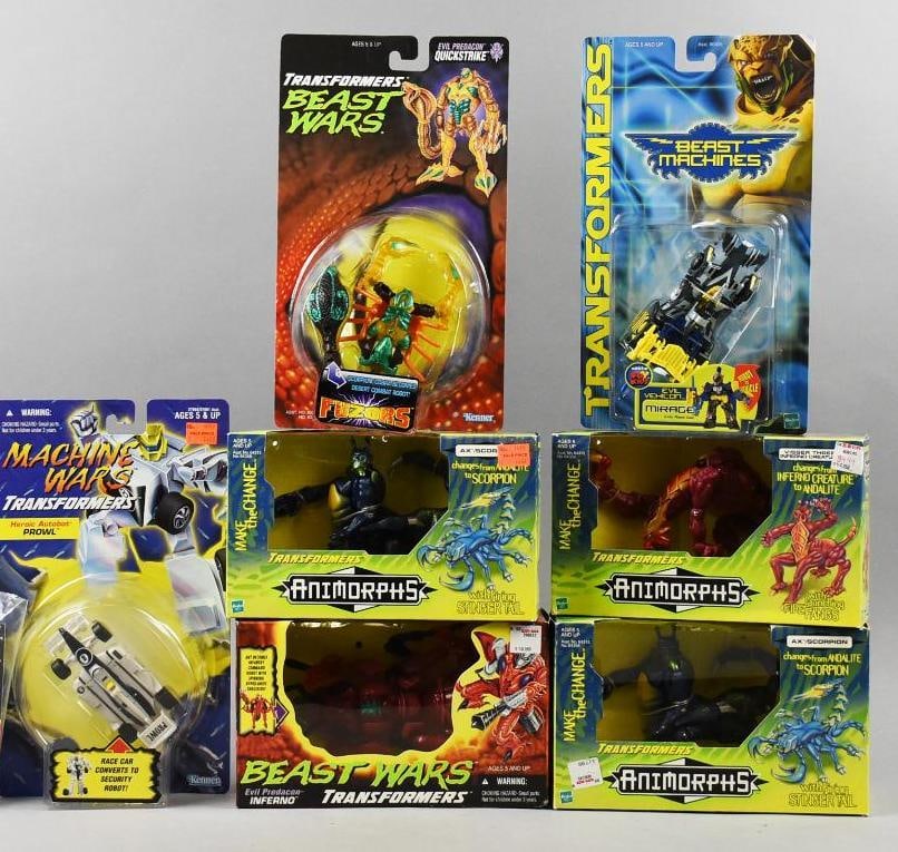 (9) 1996-99 Hasbro/Kenner Transformers Robot Vehicles-MIP-NOS: Lot is nine 1996-99 Hasbro/Kenner Transformers Robot Vehicles-MIP-NOS. Consists of Mirage, Fuzors, three Animorphs, Inferno, Prowl. Single owner collection from the largest toy collector on the West C