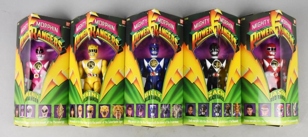 (5) Ban Da 1993 Mighty Morphin Power Rangers-Full Set-MIP-NOS: Lot is Ban Dai 1993 Mighty Morphin Power Rangers-Full Set of Five-MIP-NOS. Includes Billy, Jason, Zach, Trini and Kimberly. Single owner collection from the largest toy collector on the West Coast.