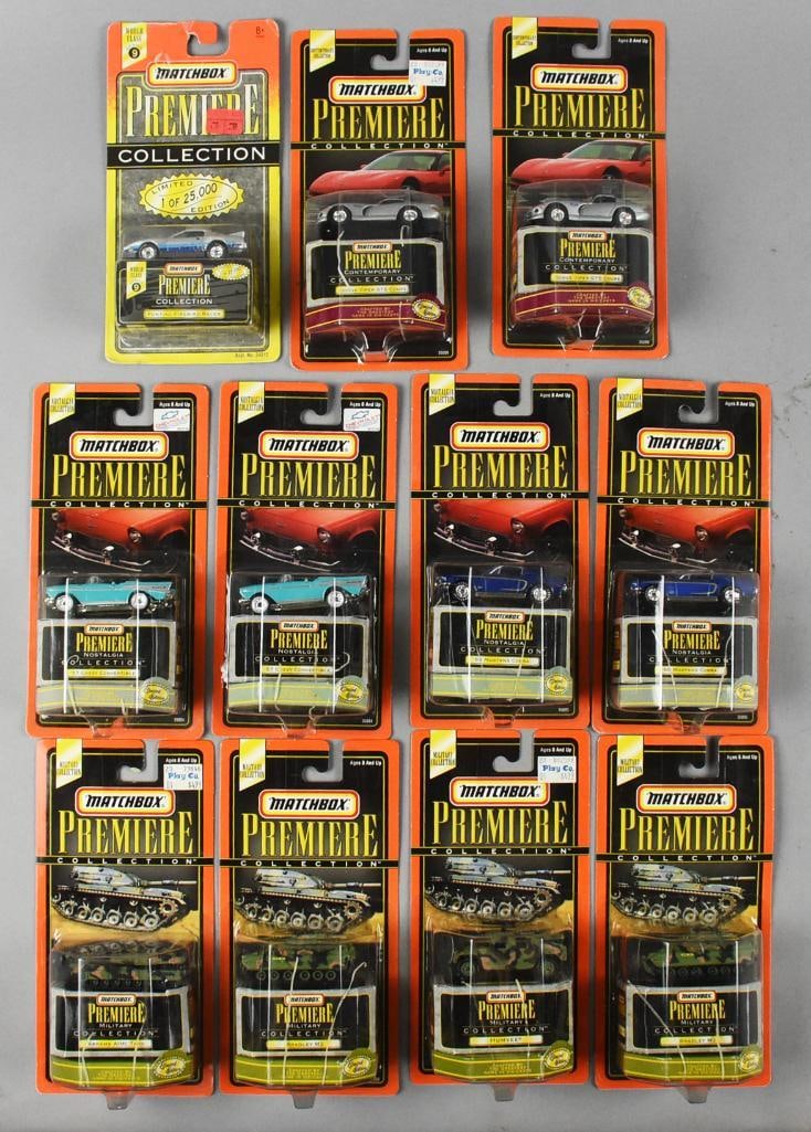 Matchbox Premier Collection, Carded - New Old Stock: 11 Matchbox Premier Military Collection, Carded - NOS. Military Collection vehicles include Humvee, Abrams Tank and Bradley. Other cars are two Dodge Viper GT Coupe, Pontiac Firebird Racer that is a l