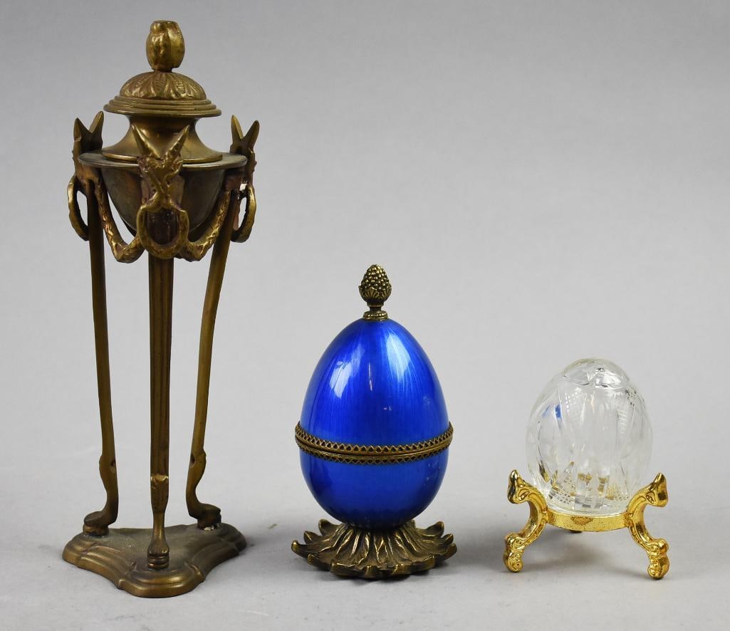Vintage Decor-Evans Lighter, Faberge Egg & Incense Burner (1 of 9)