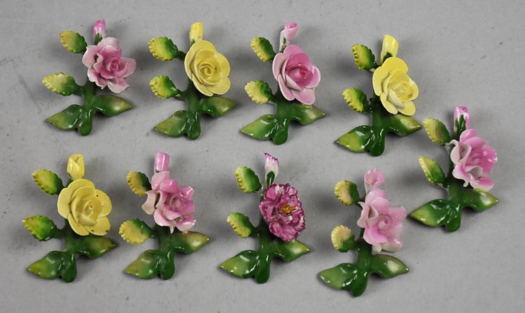 (9) Antique German Flower Place Card Holders (1 of 7)