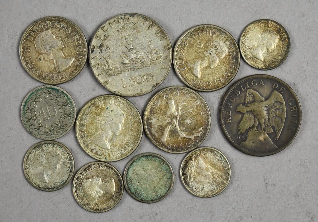 (12) Assorted Vintage Foreign Coins, Some Silver, Canada + (1 of 2)