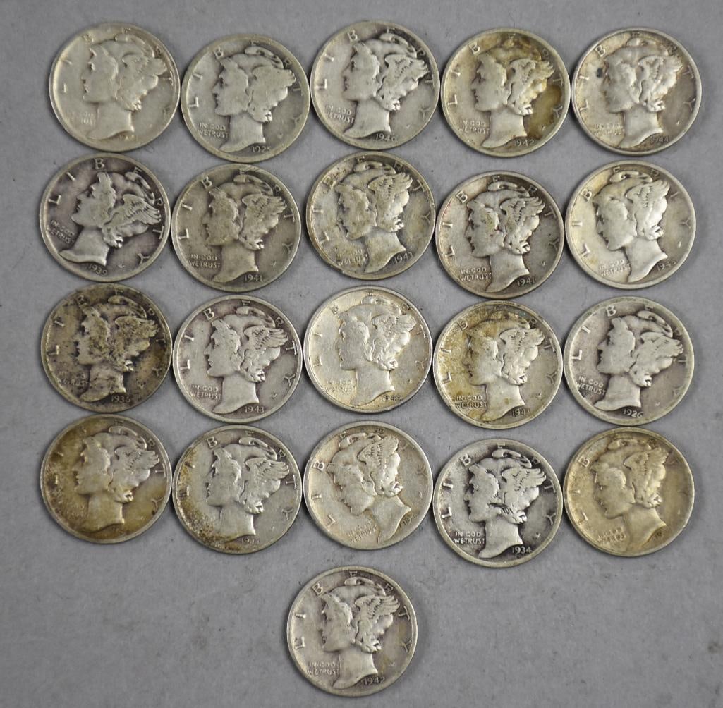 (21) 1925-1945 Mercury Dimes - Good to Fine (1 of 4)