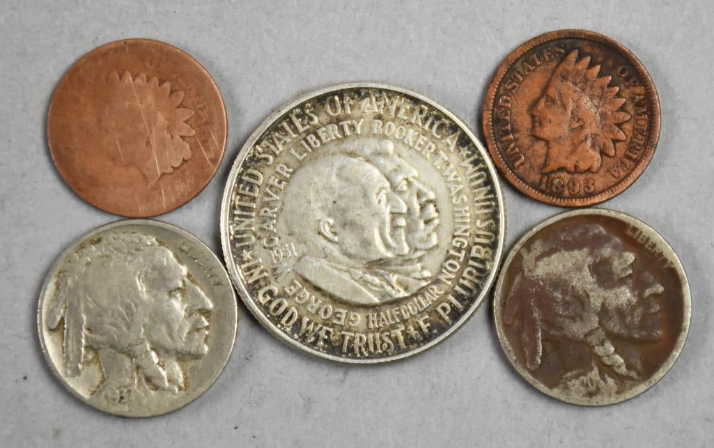 (6) 1893-1951 US Mint Coins-Pennies/Half Dollars (1 of 2)