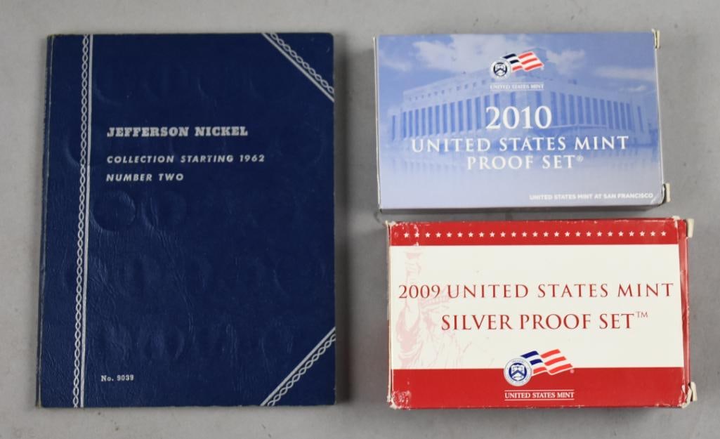 1962 Nickel Book/2009 US Mint Silver Proof/2010 US Mint Proof (1 of 5)
