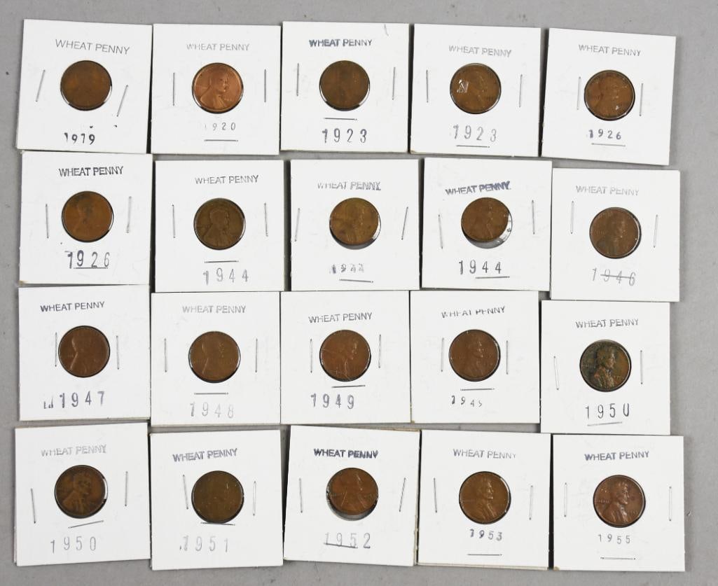 (20) 1919-1955 Lincoln Head Wheat Pennies - Circulated (1 of 2)