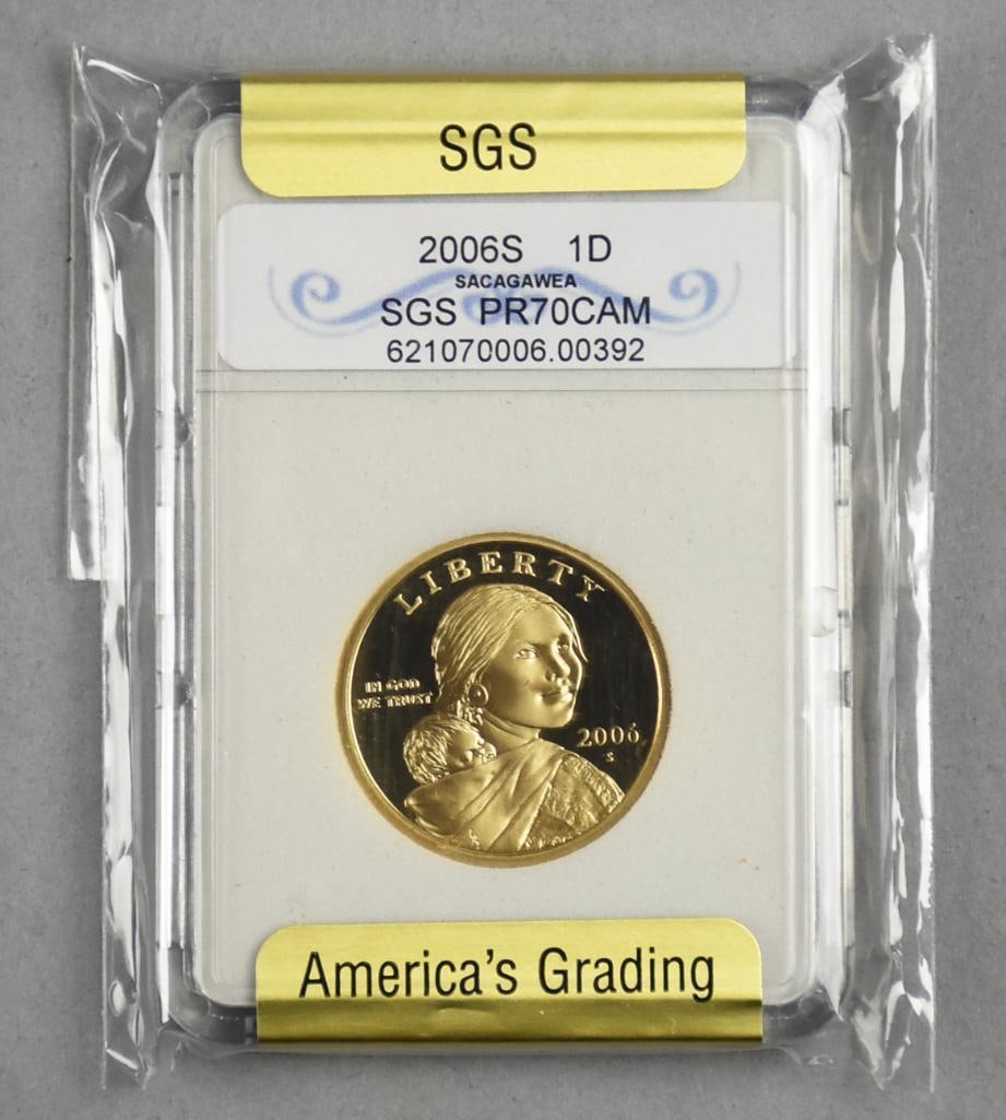 2006 S Sacagawea Gold Tone Dollar-SGA PR70CAM: 2006 S Sacagawea Gold Tone Dollar-SGA PR70CAM.