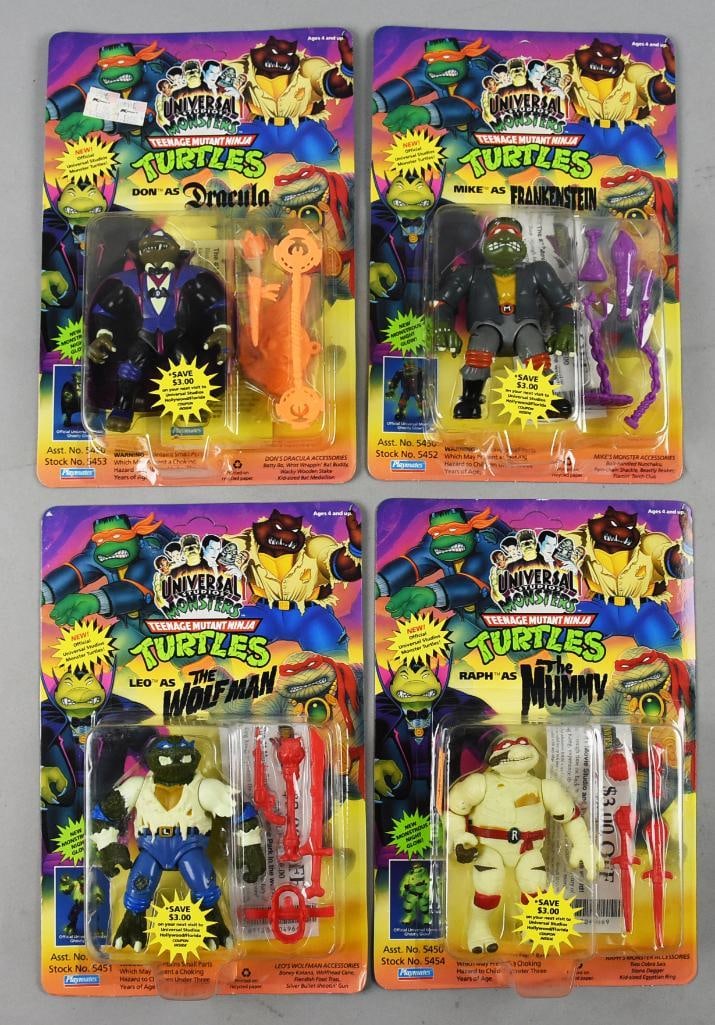 (4) 1993 Playmates TMNT Universal Monsters-MOC-NOS (1 of 2)