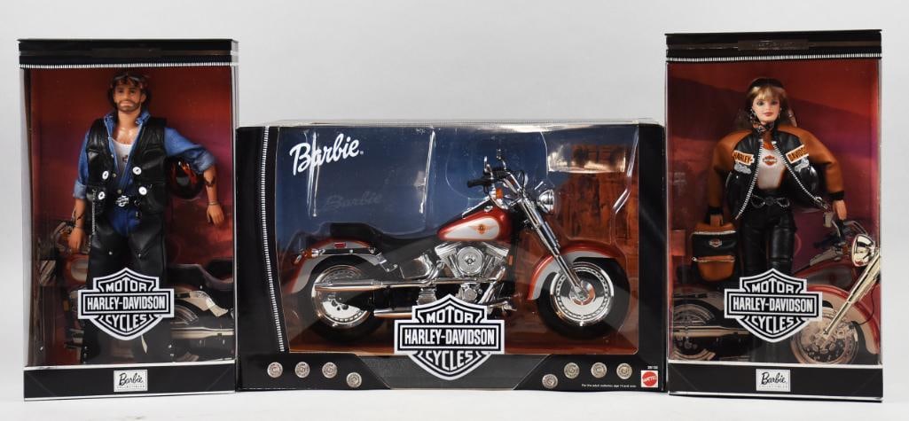 1998-99 Mattel Harley Barbie, Ken & Barbie Harley-NRFB-NOS: 1998-99 Mattel Harley Barbie, Ken & Barbie Harley-NRFB-NOS. Single owner collection from the largest toy collector on the West Coast.