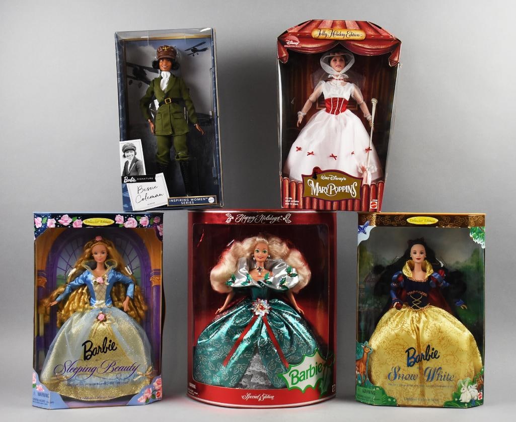 (5) 1995, 1997-99, 2023 Mattel Barbie Assortment-NRFB-NOS (1 of 2)