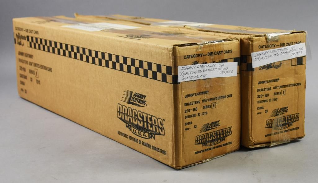 (57) Johnny Lightning Dragsters USA, Ship Boxes- NOS (1 of 3)