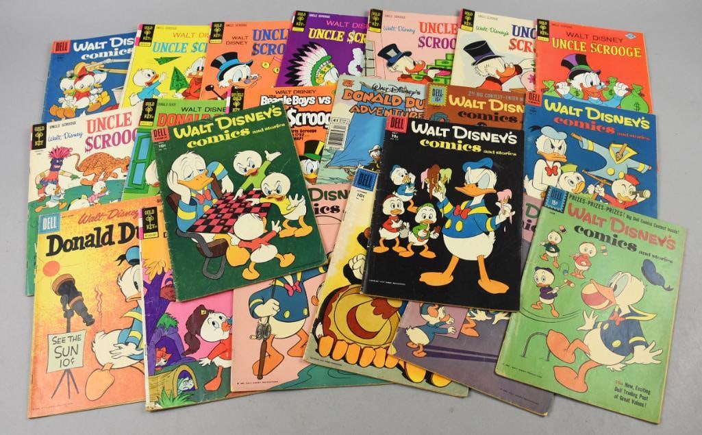 (21) Donald Duck Comic Books 1955-1970's: Comics are Uncle Scrooge, November 1972, September 1976, June 1975, February 1974, April 1972, April 1969, June 1977 and Beagle Boys vs Uncle Scrooge July 1979. Donald Duck June 1977 and May-June 1960