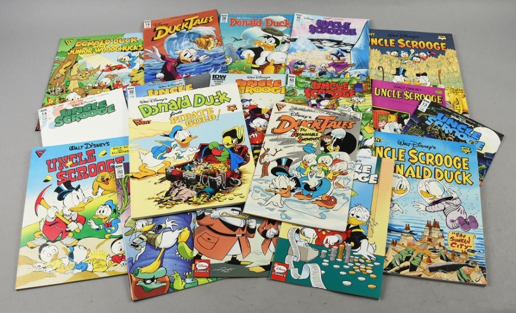 (18) Misc Assortment Contemporary Donald Duck PLUS Comics: Lot is 18. Includes Uncle Scrooge (Gold Key) 1978; Donald Duck and the Junior Woodchucks, Donald Duck Finds Pirate Gold, Uncle Scrooge & Donald Duck, Duck Tales Abominable Snowman SIGNED by Daan Jippe