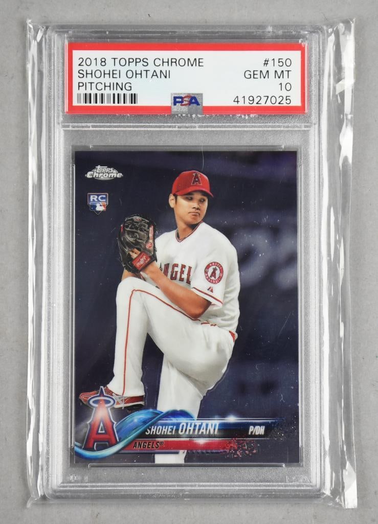 2018 Topps Chrome Shohei Ohtani Pitching, PSA GEM MT 10: 2018 Topps Chrome Shohei Ohtani Pitching, PSA GEM MT 10. Rare Piece.