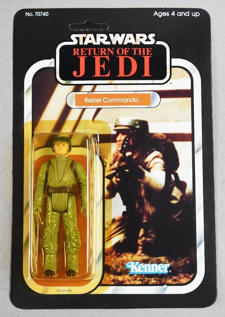 1983 Star Wars Rebel Commando ROTJ 65 Back Unpunched-MOC-NOS: 1982 Kenner Zuckuss Star Wars ESB Figure 48 Back-MOC-NOS. Unpunched card. Single owner collection from the largest toy collector on the West Coast.