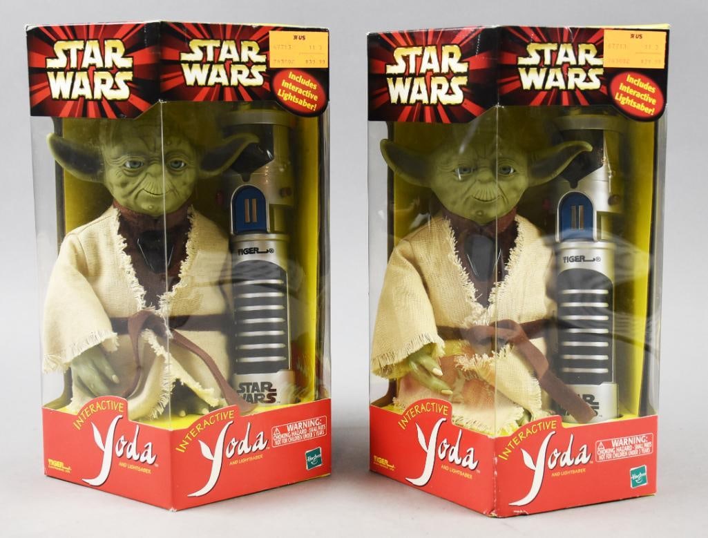 (2) 2000 Hasbro Star Wars Interactive Yoda - MIB -NOS: Lot is two 2000 Hasbro Star Wars Interactive Yoda - MIB -NOS. Single owner collection from the largest toy collector on the West Coast.
