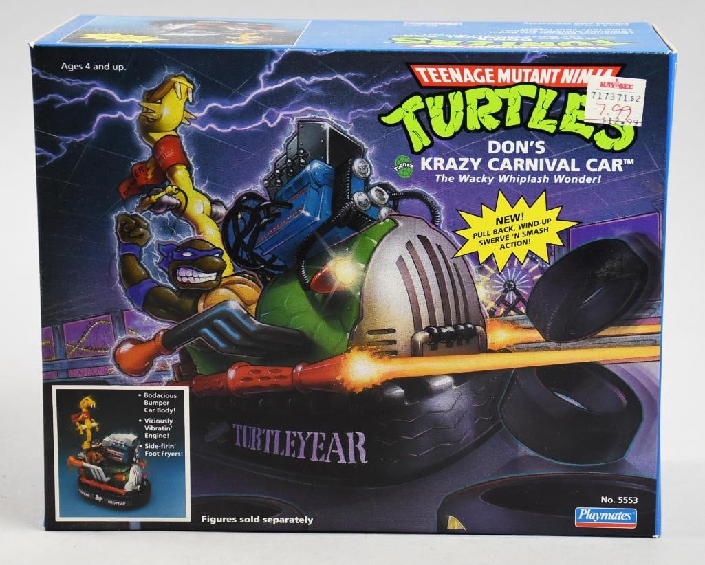 1991 Playmates TMNT Don's Krazy Carnival Car-MIB-NOS: 1991 Playmates TMNT Teenage Age Mutant Ninja Turtle Don's Krazy Carnival Car-MIB-NOS. Single owner collection from the largest toy collector on the West Coast.