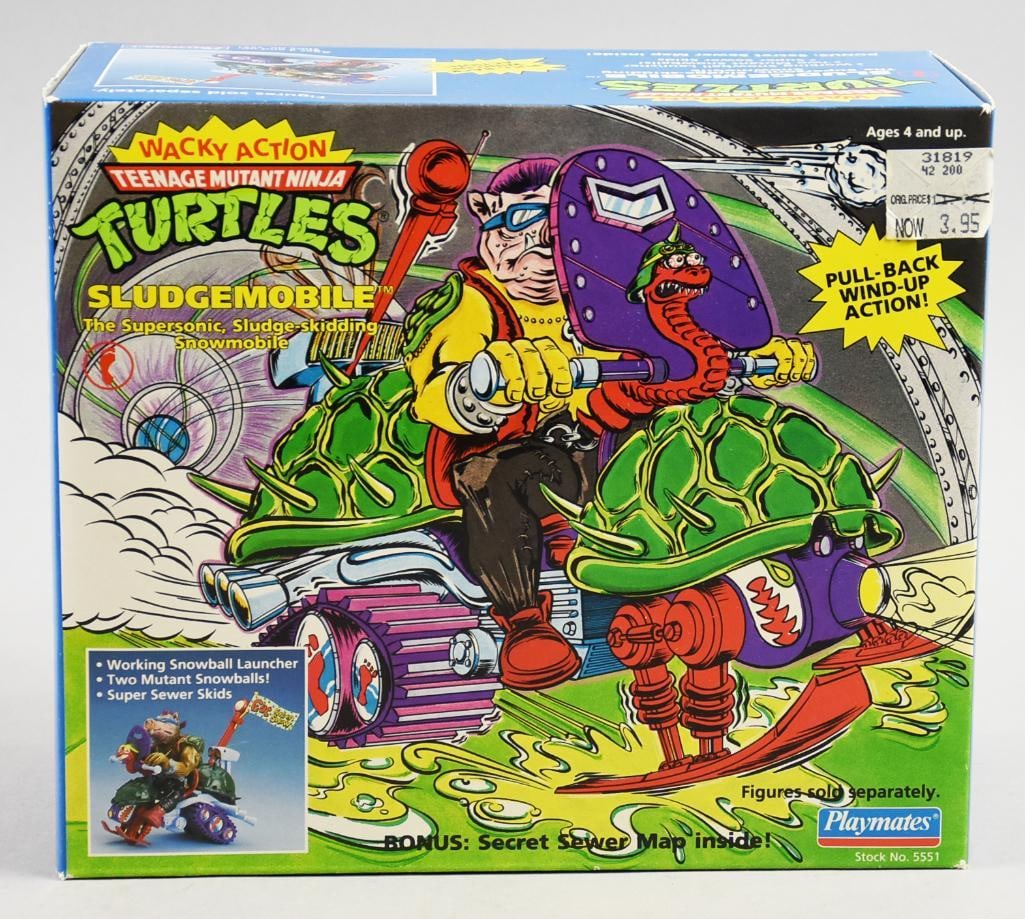 1990 Playmates TMNT Wacky Action Sludgemobile-MIB-NOS: 1990 Playmates TMNT Teenage Age Mutant Ninja Turtle Wacky Action Sludgemobile-MIB-NOS. Single owner collection from the largest toy collector on the West Coast.