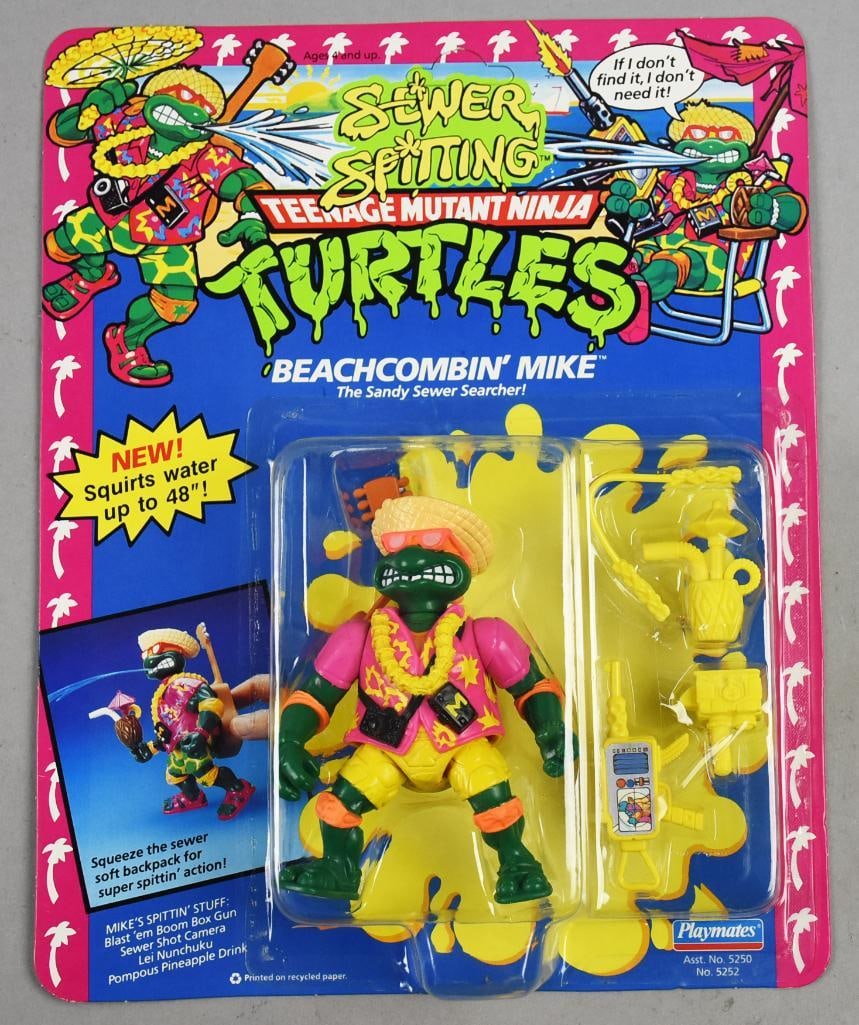 1992 Playmates TMNT Beachcombin' Mike-MOC-NOS: 1992 Playmates TMNT Teenage Age Mutant Ninja Turtle Beachcombin' Mike-MOC-NOS. Single owner collection from the largest toy collector on the West Coast.