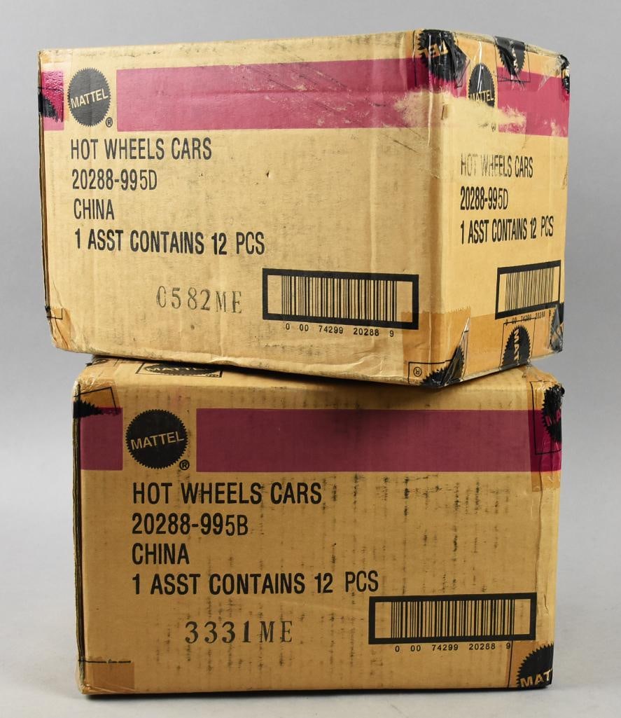 (2) Mattel Hot Wheels w/ Factory Sealed Shipping Boxes-NOS: Lot is two Mattel Hot Wheels w/ Factory Sealed Shipping Boxes-NOS. Single owner collection from the largest toy collector on the West Coast.
