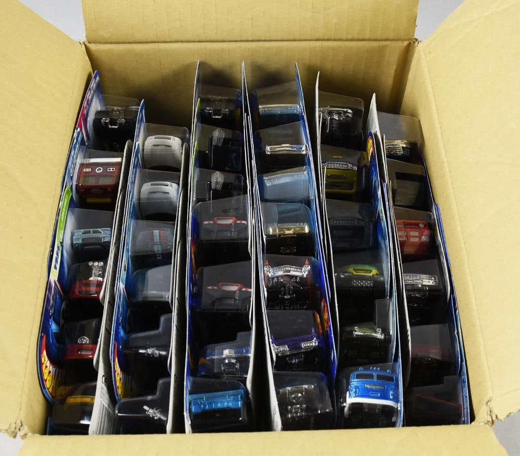 (76) Hot Wheels Basic Blue Card, Asst-Ship Box-Mint-NOS: Lot is 76 Hot Wheels Basic Blue Card, Asst-Ship Box-Mint-NOS. Box appears original. Single owner collection from the largest toy collector on the West Coast.