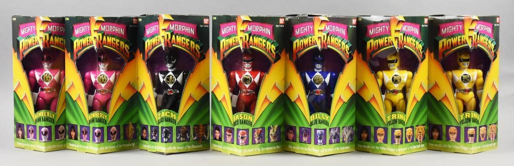 (7) Ban Da 1993 Mighty Morphin Power Rangers-Set-MIP-NOS: Lot is for seven Ban Da 1993 Mighty Morphin Power Rangers-Full Set with extras-MIP-NOS. Includes Billy, Jason, Zach and two of each Trini and Kimberly. Single owner collection from the largest toy col