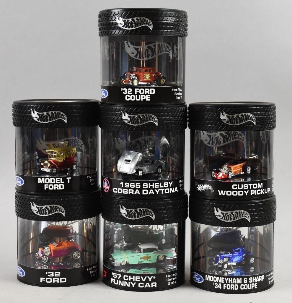 (7) Ltd Ed 1/7000 2003 Mattel Hot Wheels Oil Can Die Cast MIP: Lot is for 7 LIMITED EDITION 2003 Mattel Hot Wheels "Oil Can" Die Cast. Sticker on the inside says #1 of 7,000 on ALL of them. Includes a 32 Ford, 32 Ford Coupe, Model T, 65 Shelby Cobra Daytona, 57 C