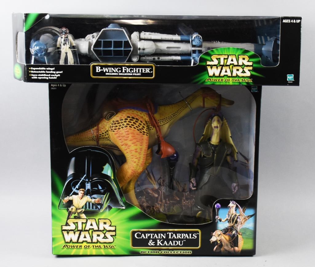 (2) 2000-01 Hasbro Star Wars Figure & Fighter-MIB-NOS: Lot is two 2000-01 Hasbro Star Wars Figure & Fighter-MIB-NOS. Lot is Captain Tarpals & Kaadu and B-Wing Fighter. Single owner collection from the largest toy collector on the West Coast.