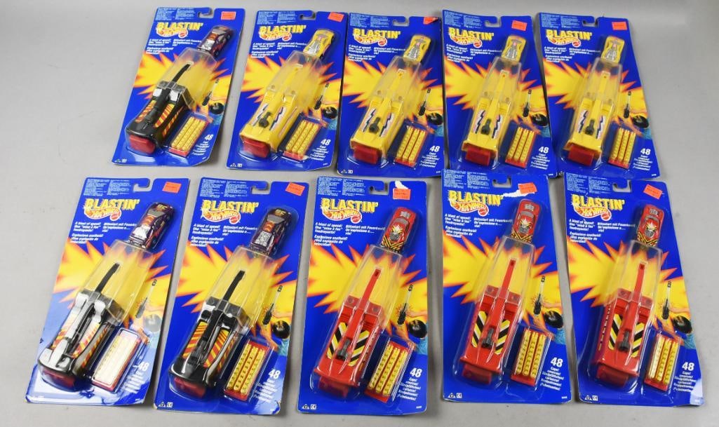 (10) 1991 Mattel Hot Wheels Blastin'-MOC-NOS: Lot is 10 1991 Mattel Hot Wheels Blastin'-MOC-NOS. Single owner collection from the largest toy collector on the West Coast.