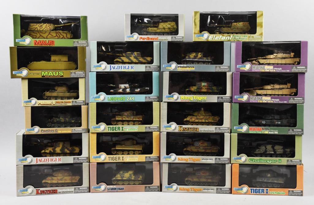 (23) 2003-05 Dragon Armor Military Vehicles - MIB-NOS: Lot is 23 2003-05 Dragon Armor Military Vehicles - MIB-NOS. Including but not limited to Tiger I, King Tiger, Storm Tiger, Challenger II and more, contains duplicates. Single owner collection from the