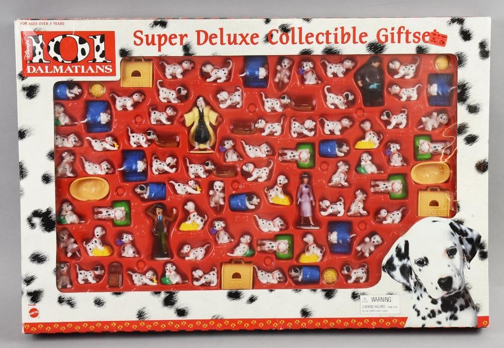 Mattel 101 Dalmatians Super Deluxe Collectible Gift Set: Mattel Disney 101 Dalmatians Super Deluxe Collectible Gift Set with 1999. RARE Set. . Single owner collection from the largest toy collector on the West Coast.