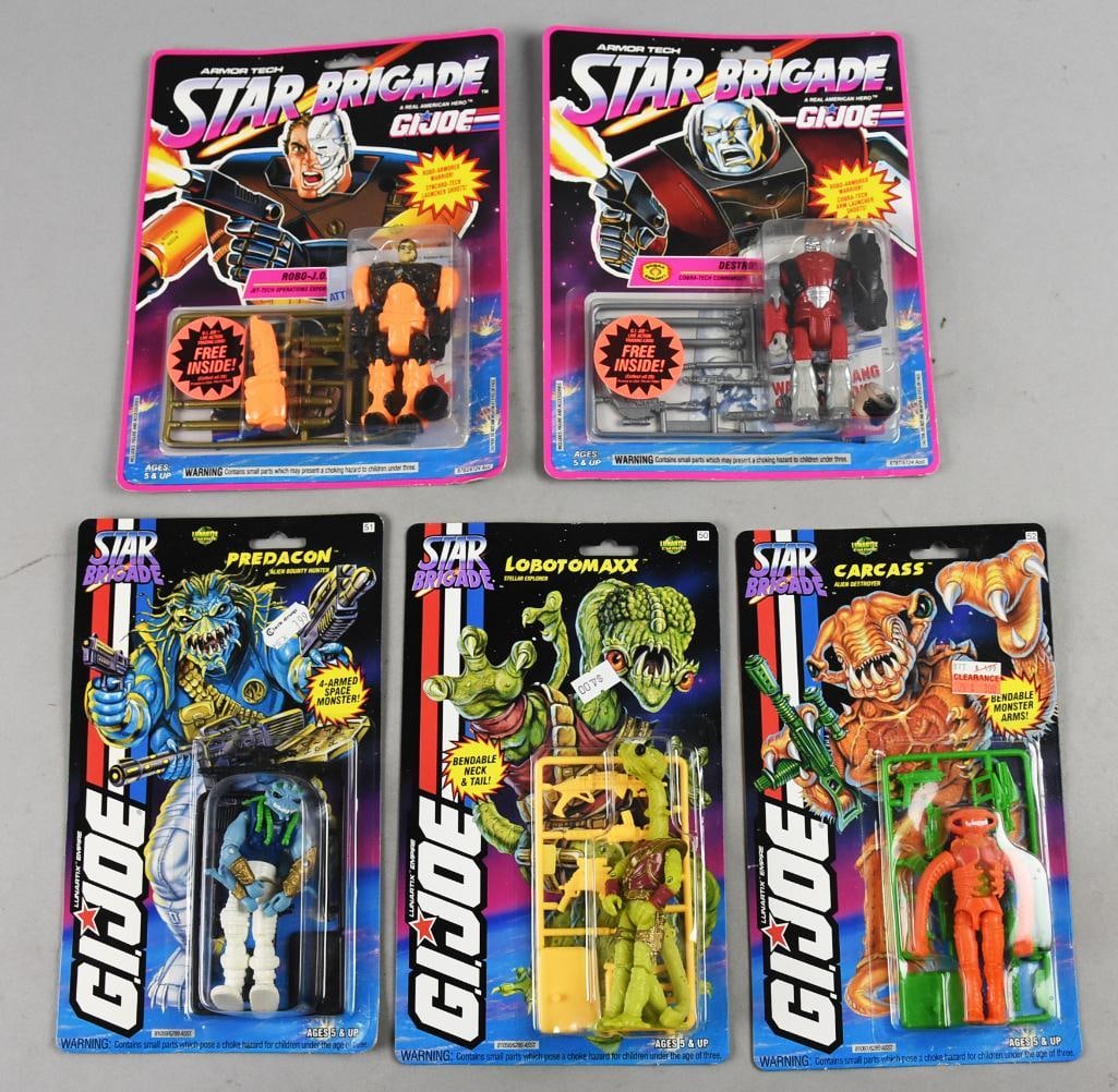 (5) 1993 Hasbro GI Joe Star Brigade Action Figs-MOC-NOS: Lot is five 1993 Hasbro GI Joe Star Brigade Action Figs-MOC-NOS. Includes Destro, Robo J.O.E., Predacon, Lobotomaxx and Carcass. Single owner collection from the largest toy collector on the West Coas