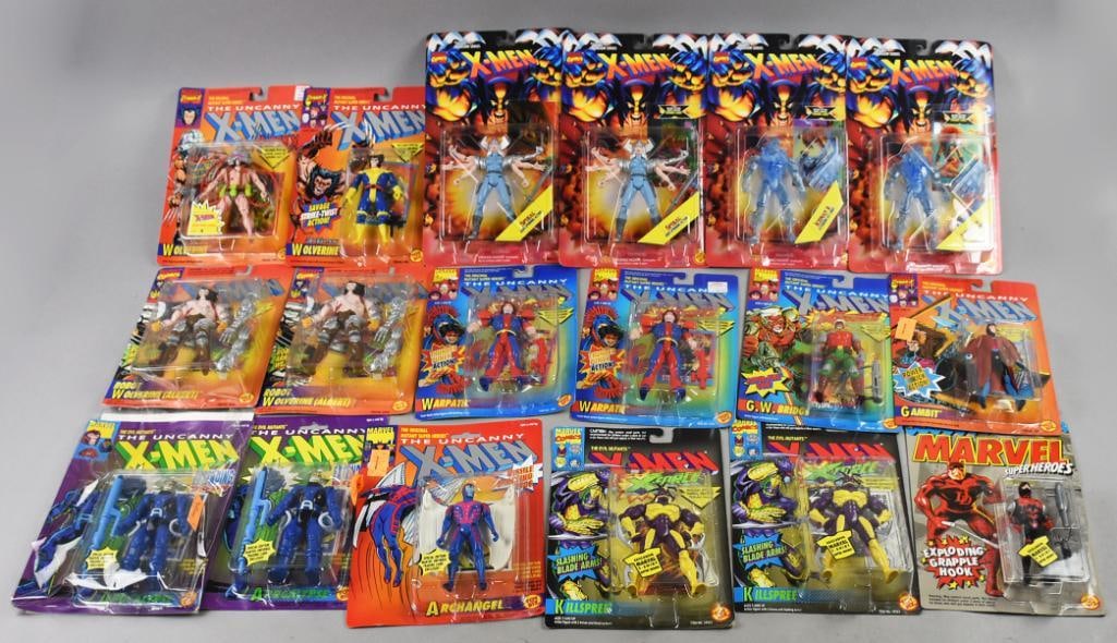 (18) 1991-92, 94-95 Toy Biz X-Men Action Figures-MOC-NOS: Lot is 18 1991-92, 94-95 Toy Biz X-Men Action Figures-MOC-NOS. Including but not limited to Archangel, Killspree, Robot Wolverine, Warpath, G.W. Bridge and more. Lot contains duplicates. Single owner 