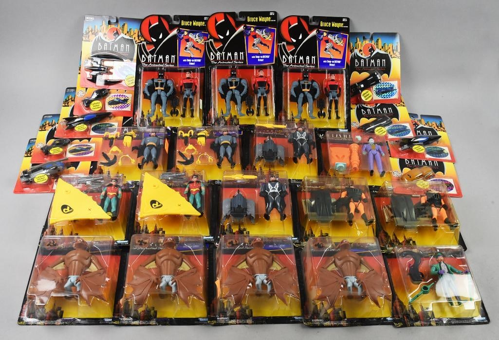 (26) 1992-93 Kenner/Ertl Batman Animated Series Asst-NOS: Lot is 26 1992-93 Kenner/Ertl Batman Animated Series Asst-NOS. Includes Ertl, one each Bruce Wayne car, Batplane and Police Helicopter. Two of each, Batmobile, Batboat and Batcycle. Kenner, one each, 
