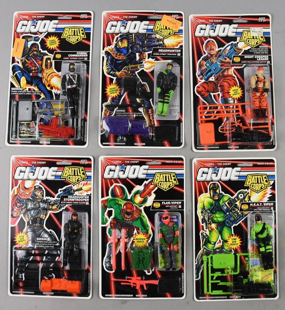 (6) 1992, Gi Joe Battle Corps Action Figures-MOC-NOS: Lot is six 1992, Gi Joe Battle Corps Action Figures-MOC-NOS. Includes Cobra Commander, Headhunter, Night Creeper Leader, Headhunter Stormtrooper, Flak-Viper, H.E.A.T. Viper. Single owner collection fr