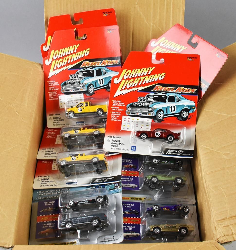 (47) 1996, 2001Johnny Lightning-Rebel Rods/Indy 500-MOC-NOS: Lot is 47 1996, 2001 Johnny Lightning-Rebel Rods/Indy 500-MOC-NOS. Lot is 41 two car sets-Indianapolis 500 Champions and 6 assorted Rebel Rods. Single owner collection from the largest toy collector o