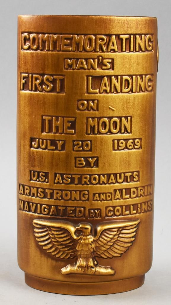 1969 Haeger Vase Commemorating Moon Landing-Eric Olson: This amazing piece is from Haeger in 1969. This vase is commemorating the Man's First Landing on the Moon all noted on the front with the galaxy on the back. This piece was designed by Eric Olsen. Mea