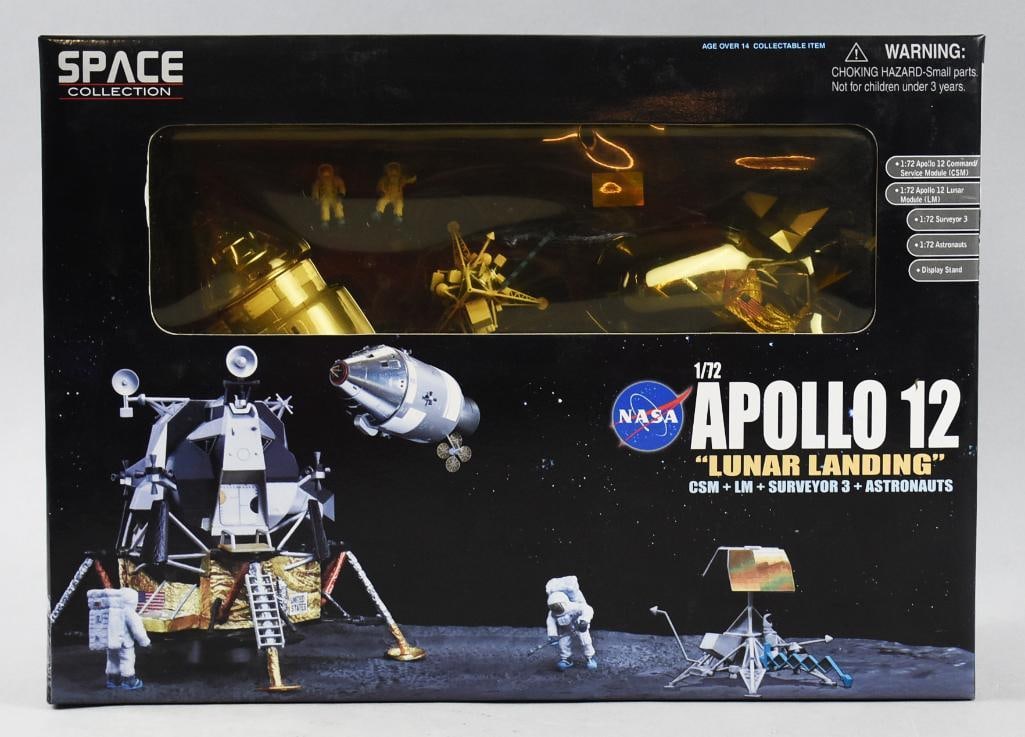 2012 Dragon Models NASA Apollo 12 Diorama-MIB-NOS: 2012 Dragon Models NASA Apollo 12 Lunar Landing Diorama 1/72 Scale-MIB-NOS. Single owner collection inspired by the 1969 Moon Landing.