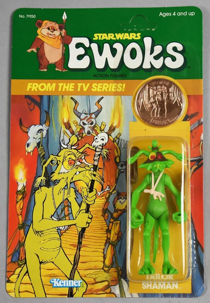 1985 Kenner Dulok Shaman w/ Token-Ewoks-Unpunched-NOS: 1985 Kenner Dulok Shaman w/ Token-Ewoks-Unpunched-NOS. Single owner collection from the largest toy collector on the West Coast.