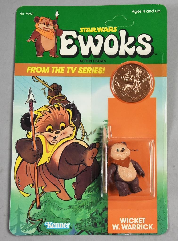 1985 Kenner Wicket W. Warrick w/ Token-Ewoks-Unpunched-NOS: 1985 Kenner Wicket W. Warrick w/ Token-Ewoks-Unpunched-NOS. Single owner collection from the largest toy collector on the West Coast.