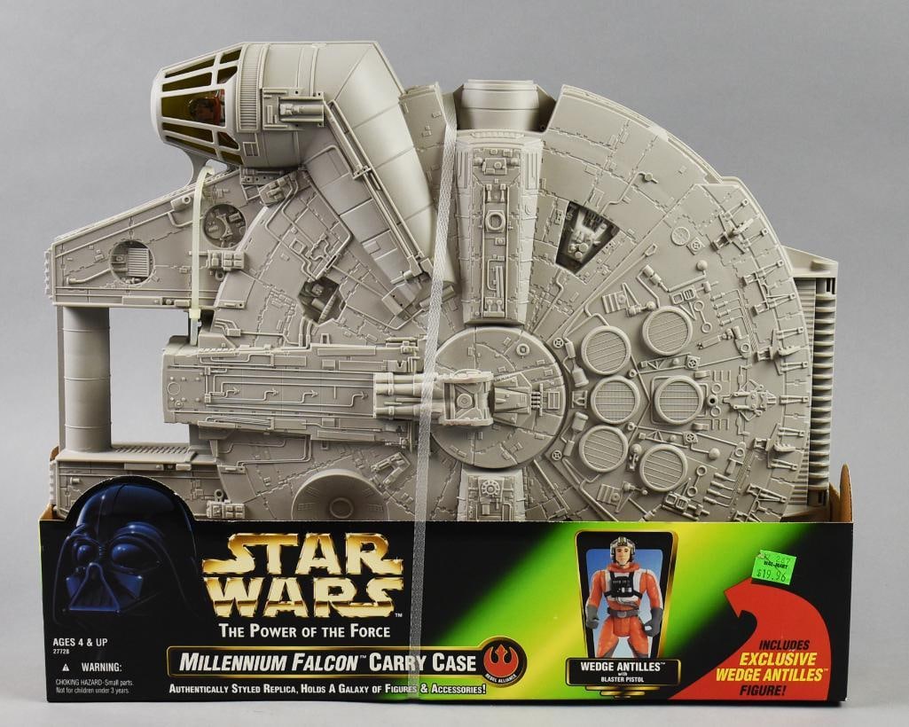 1997 Hasbro Star Wars Millenium Falcon Carry Case-MIP-NOS: 1997 Hasbro Star Wars Millenium Falcon Power of the Force Carry Case-MIP-NOS. Single owner collection from the largest toy collector on the West Coast.
