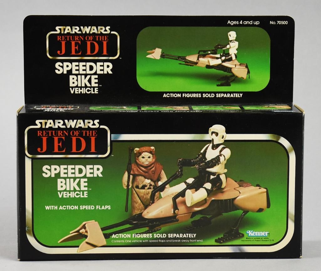 1983 Kenner Star Wars Speeder Bike Vehicle-MIB-NOS: 1983 Kenner Star Wars Speeder Bike Vehicle-MIB-NOS. Single owner collection from the largest toy collector on the West Coast.