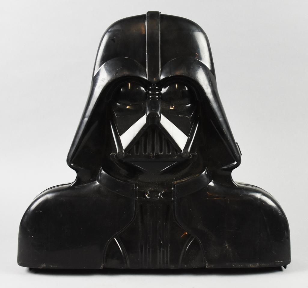 Vintage Star Wars Darth Vader Collector Case w/ 29 Action Figures: Star Wars Darth Vader Collector Case with 29 vintage Star WARS 29 Action Figures. Note the figures are not in their correct slot, unknown if they are all present. Measures approx. 15" tall x 16" wide.