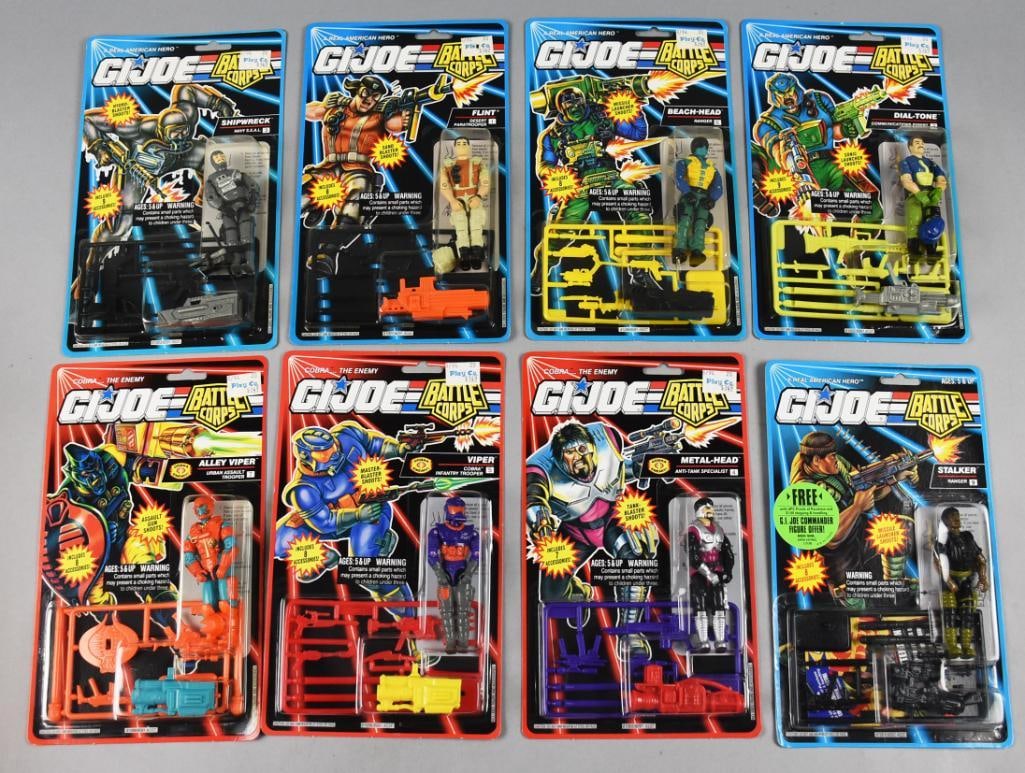 (8) 1993 Hasbro GI Joe Battle Corps Action Figures-MOC-NOS: Lot is eight 1993 Hasbro GI Joe Battle Corps Action Figures-MOC-NOS. Includes Viper, Alley Viper, Shipwreck, Flint, Metal-Head, Beach-Head, Stalker and Dial-Tone. Single owner collection from the larg