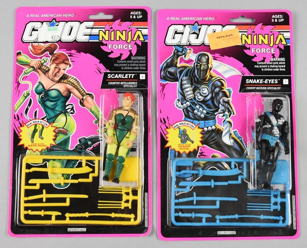 (2) 1992 Hasbro GI Joe Ninja Snake Eyes-Scarlett-MOC-NOS: Lot is two 1992 Hasbro GI Joe Ninja Snake Eyes-Scarlett-MOC-NOS. Single owner collection from the largest toy collector on the West Coast.