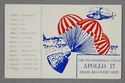 1972 USS Ticonderoga Apollo 17 Prime Recovery Ship Postcard