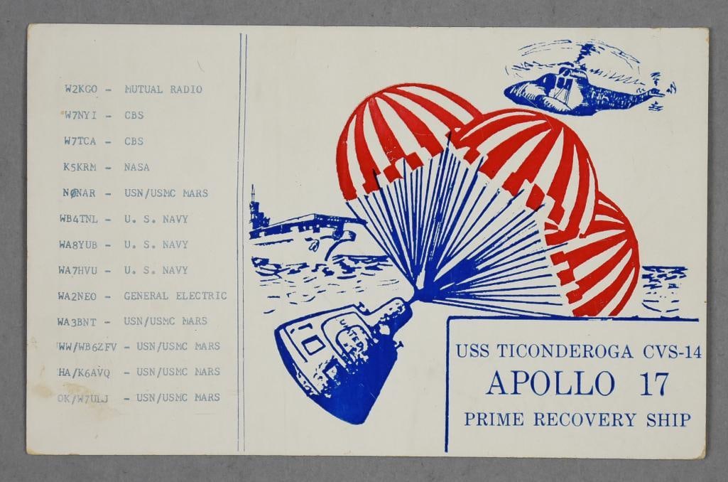 1972 USS Ticonderoga Apollo 17 Prime Recovery Ship Postcard (1 of 2)
