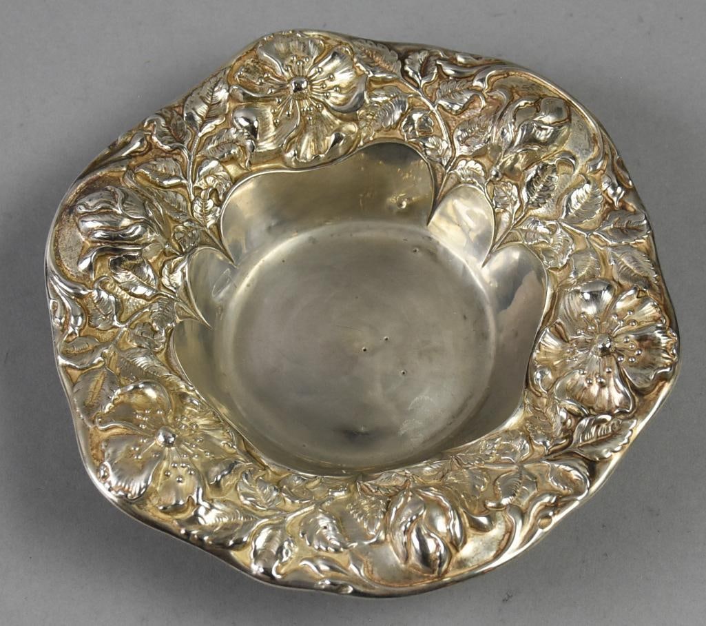 Art Nouveau Gorham Sterling Wild Flower Repousse Bowl (1 of 9)