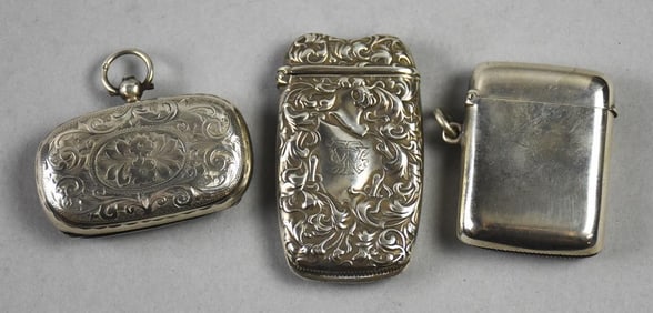Antique Sterling Vesta Cases & Sovereign Holders-UK & USA